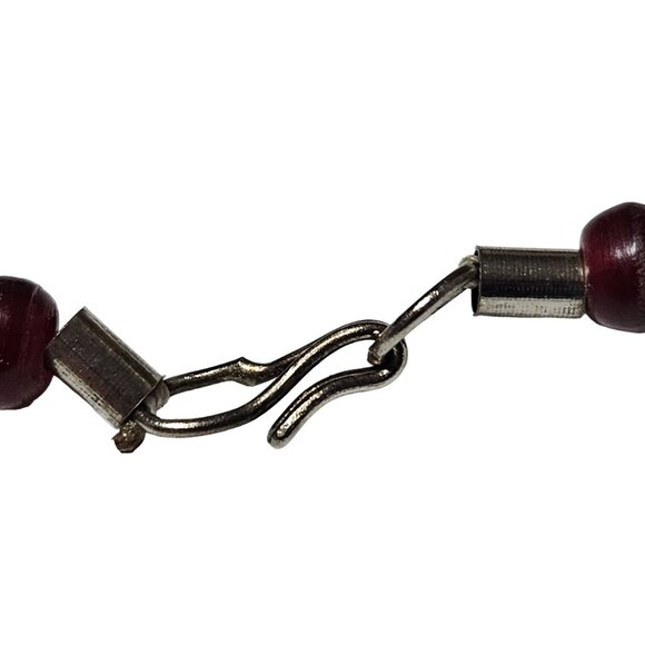 Vintage Boho Natural Wooden Bead Necklace Red Beads Fashion Jewelry Women - Picture 4 of 6